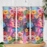 Polynesian Women Skinny Tumbler Tropical Plant - Vibrant Surreal Dreamscape Vibe LT03 - Polynesian Pride