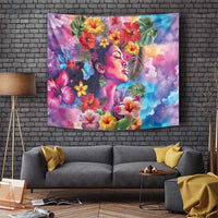 Polynesian Women Tapestry Tropical Plant - Vibrant Surreal Dreamscape Vibe LT03 Pink-Purple - Polynesian Pride