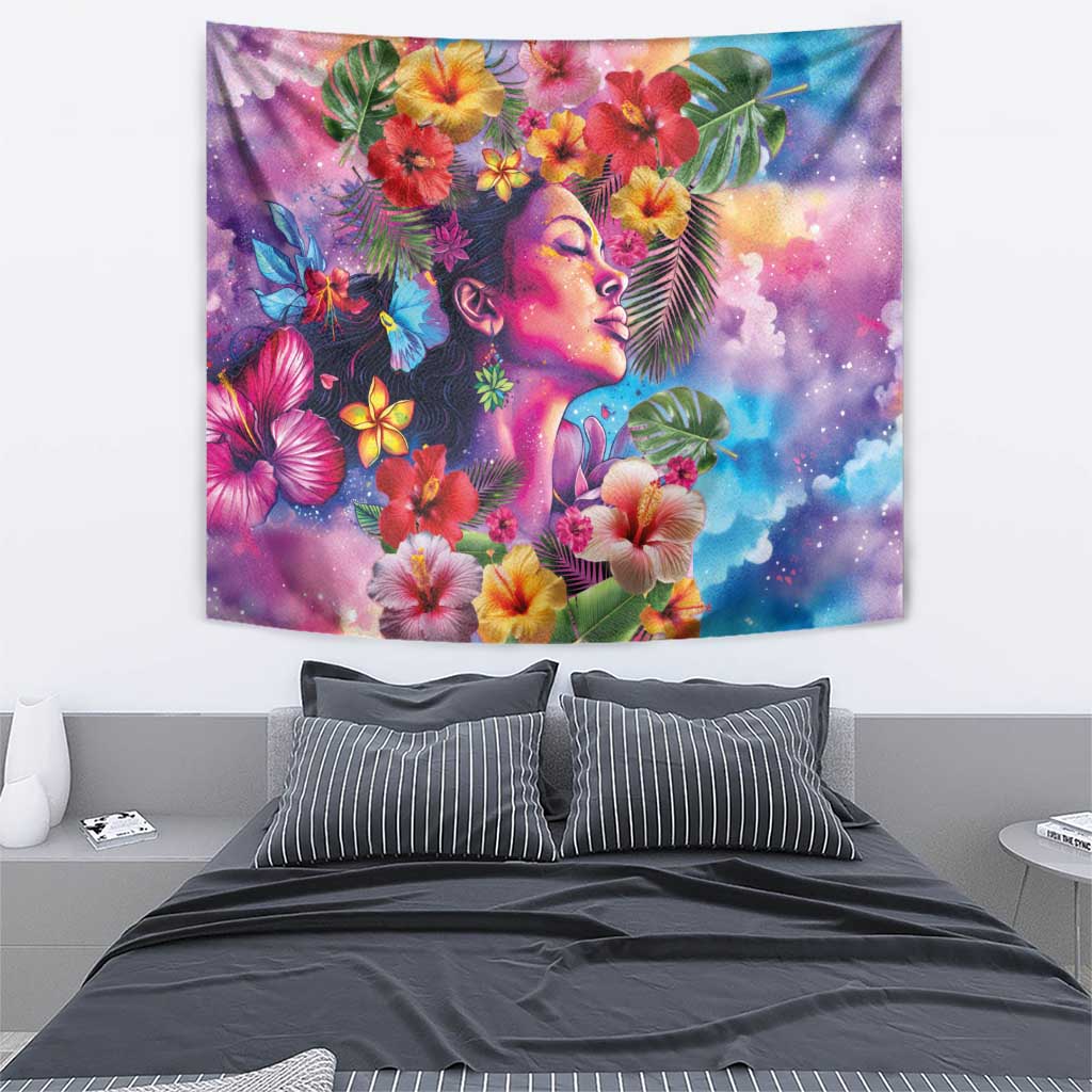 Polynesian Women Tapestry Tropical Plant - Vibrant Surreal Dreamscape Vibe LT03 - Polynesian Pride