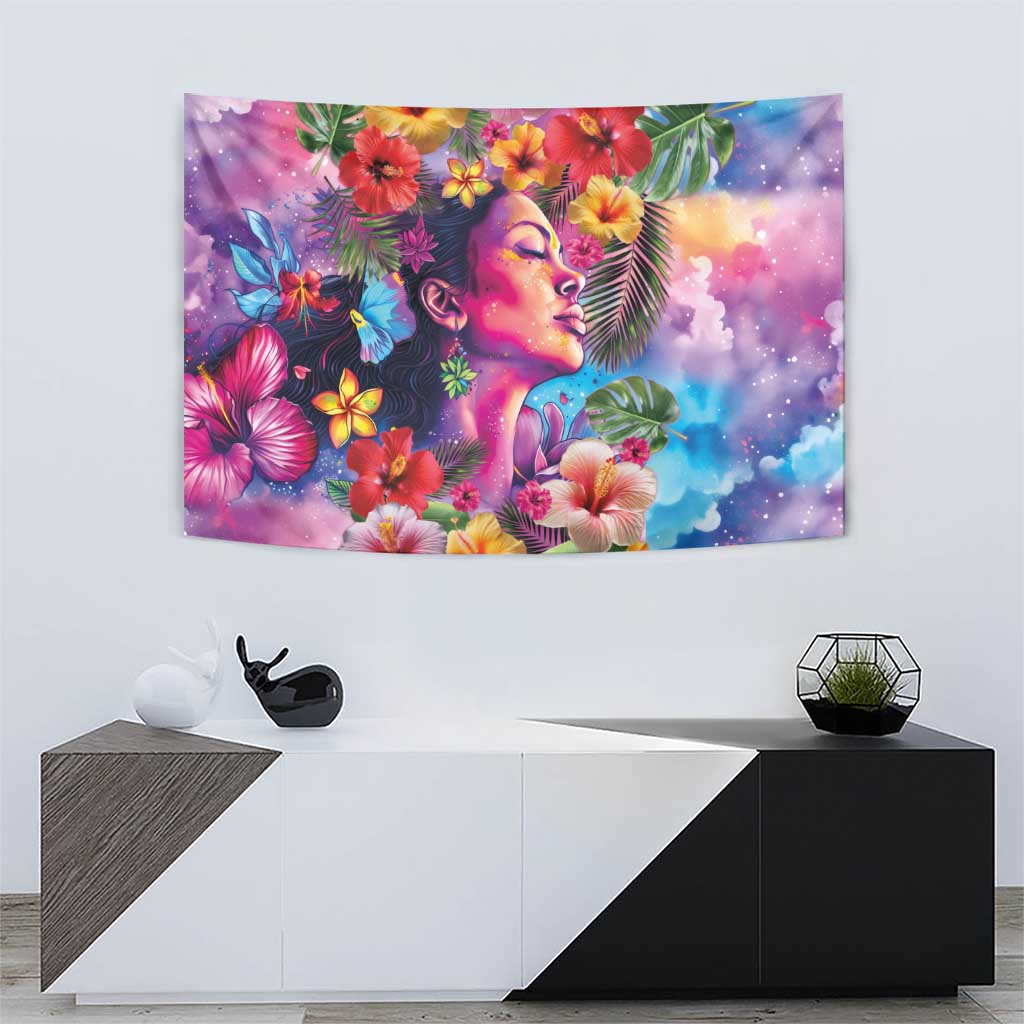 Polynesian Women Tapestry Tropical Plant - Vibrant Surreal Dreamscape Vibe LT03 - Polynesian Pride