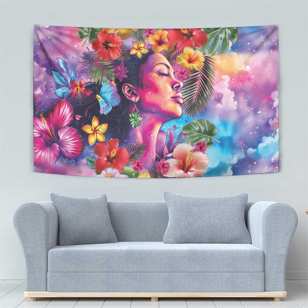 Polynesian Women Tapestry Tropical Plant - Vibrant Surreal Dreamscape Vibe LT03 - Polynesian Pride