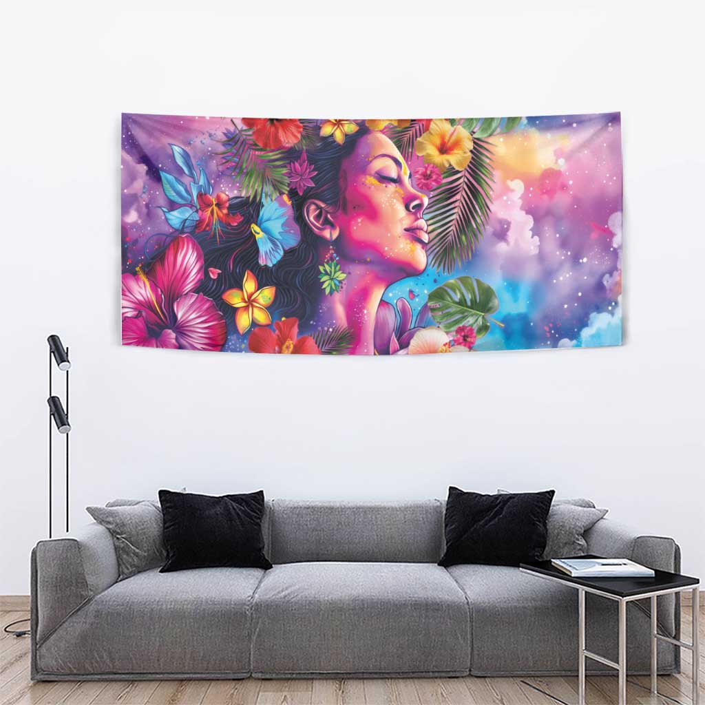 Polynesian Women Tapestry Tropical Plant - Vibrant Surreal Dreamscape Vibe LT03 - Polynesian Pride