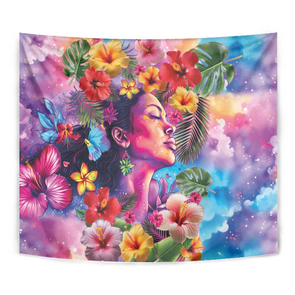 Polynesian Women Tapestry Tropical Plant - Vibrant Surreal Dreamscape Vibe LT03 - Polynesian Pride