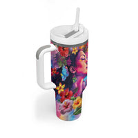 Polynesian Women Tumbler With Handle Tropical Plant - Vibrant Surreal Dreamscape Vibe LT03 - Polynesian Pride