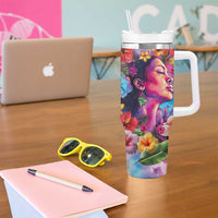 Polynesian Women Tumbler With Handle Tropical Plant - Vibrant Surreal Dreamscape Vibe LT03 - Polynesian Pride