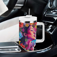 Polynesian Women Tumbler With Handle Tropical Plant - Vibrant Surreal Dreamscape Vibe LT03 - Polynesian Pride
