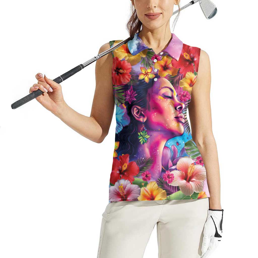 Polynesian Women Women Sleeveless Polo Shirt Tropical Plant - Vibrant Surreal Dreamscape Vibe LT03 - Polynesian Pride