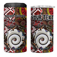 Personalised Aotearoa and Australia Together 4 in 1 Can Cooler Tumbler Koru and Kangaroo - Taniko with Aboriginal Motif LT03 One Size: 16 oz Black - Polynesian Pride