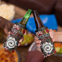 Personalised Aotearoa and Australia Together 4 in 1 Can Cooler Tumbler Koru and Kangaroo - Taniko with Aboriginal Motif LT03 - Polynesian Pride