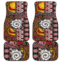 Personalised Aotearoa and Australia Together Car Mats Koru and Kangaroo - Taniko with Aboriginal Motif