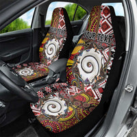 Personalised Aotearoa and Australia Together Car Seat Cover Koru and Kangaroo - Taniko with Aboriginal Motif