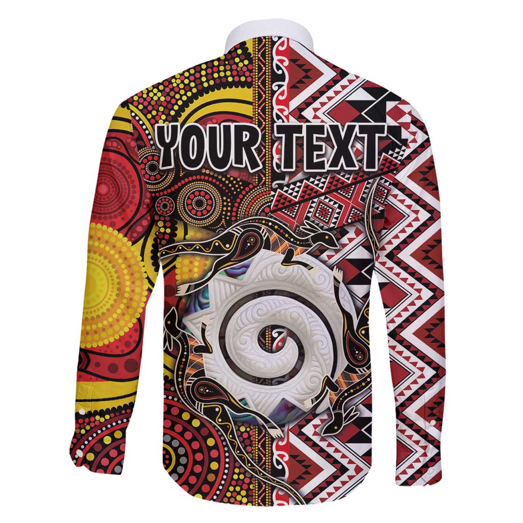 Personalised Aotearoa and Australia Together Family Matching Mermaid Dress and Hawaiian Shirt Koru and Kangaroo - Taniko with Aboriginal Motif LT03 - Polynesian Pride