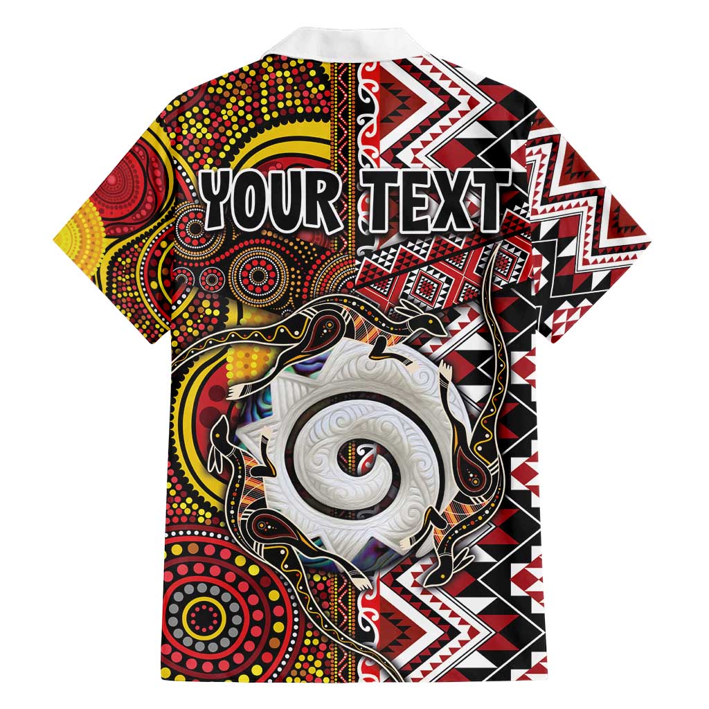 Personalised Aotearoa and Australia Together Family Matching Tank Maxi Dress and Hawaiian Shirt Koru and Kangaroo - Taniko with Aboriginal Motif LT03 - Polynesian Pride