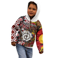 Personalised Aotearoa and Australia Together Kid Hoodie Koru and Kangaroo - Taniko with Aboriginal Motif