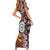 Personalised Aotearoa and Australia Together Short Sleeve Bodycon Dress Koru and Kangaroo - Taniko with Aboriginal Motif