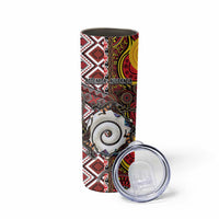 Personalised Aotearoa and Australia Together Skinny Tumbler Koru and Kangaroo - Taniko with Aboriginal Motif LT03 - Polynesian Pride