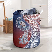 Hawaiian Manta Ray and Hammerhead Shark Tribal Tattoo Laundry Basket with Polynesian Tribal Pattern Hawaii Flag Color LT03 Multicolor - Polynesian Pride