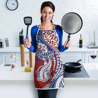 Hawaiian Manta Ray and Hammerhead Shark Tribal Tattoo Apron with Polynesian Tribal Pattern Hawaii Flag Color LT03 - Polynesian Pride