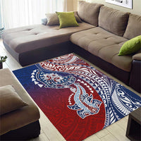 Hawaiian Manta Ray and Hammerhead Shark Tribal Tattoo Area Rug with Polynesian Tribal Pattern Hawaii Flag Color LT03 - Polynesian Pride