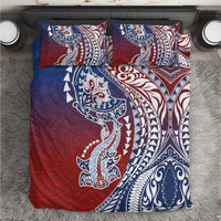 Hawaiian Manta Ray and Hammerhead Shark Tribal Tattoo Bedding Set with Polynesian Tribal Pattern Hawaii Flag Color