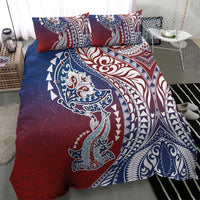 Hawaiian Manta Ray and Hammerhead Shark Tribal Tattoo Bedding Set with Polynesian Tribal Pattern Hawaii Flag Color