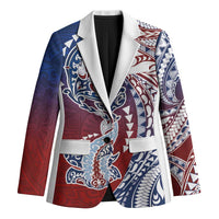 Hawaiian Manta Ray and Hammerhead Shark Tribal Tattoo Blazer with Polynesian Tribal Pattern Hawaii Flag Color LT03 Unisex Multicolor - Polynesian Pride