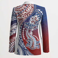 Hawaiian Manta Ray and Hammerhead Shark Tribal Tattoo Blazer with Polynesian Tribal Pattern Hawaii Flag Color LT03 - Polynesian Pride