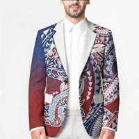Hawaiian Manta Ray and Hammerhead Shark Tribal Tattoo Blazer with Polynesian Tribal Pattern Hawaii Flag Color LT03 - Polynesian Pride
