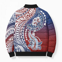 Hawaiian Manta Ray and Hammerhead Shark Tribal Tattoo Bomber Puffer Jacket with Polynesian Tribal Pattern Hawaii Flag Color LT03 - Polynesian Pride