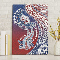 Hawaiian Manta Ray and Hammerhead Shark Tribal Tattoo Canvas Wall Art with Polynesian Tribal Pattern Hawaii Flag Color LT03 Without Frame Multicolor - Polynesian Pride