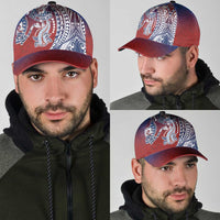 Hawaiian Manta Ray and Hammerhead Shark Tribal Tattoo Classic Cap with Polynesian Tribal Pattern Hawaii Flag Color