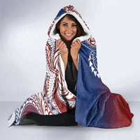 Hawaiian Manta Ray and Hammerhead Shark Tribal Tattoo Hooded Blanket with Polynesian Tribal Pattern Hawaii Flag Color LT03 - Polynesian Pride