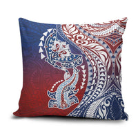 Hawaiian Manta Ray and Hammerhead Shark Tribal Tattoo Pillow Cover with Polynesian Tribal Pattern Hawaii Flag Color LT03 Multicolor - Polynesian Pride