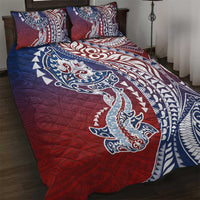 Hawaiian Manta Ray and Hammerhead Shark Tribal Tattoo Quilt Bed Set with Polynesian Tribal Pattern Hawaii Flag Color LT03 Multicolor - Polynesian Pride