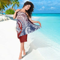 Hawaiian Manta Ray and Hammerhead Shark Tribal Tattoo Sarong with Polynesian Tribal Pattern Hawaii Flag Color