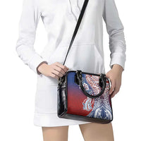 Hawaiian Manta Ray and Hammerhead Shark Tribal Tattoo Shoulder Handbag with Polynesian Tribal Pattern Hawaii Flag Color
