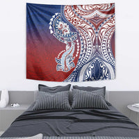 Hawaiian Manta Ray and Hammerhead Shark Tribal Tattoo Tapestry with Polynesian Tribal Pattern Hawaii Flag Color LT03 - Polynesian Pride