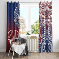 Hawaiian Manta Ray and Hammerhead Shark Tribal Tattoo Window Curtain with Polynesian Tribal Pattern Hawaii Flag Color LT03 - Polynesian Pride