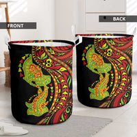 Hawaiian Manta Ray and Hammerhead Shark Tribal Tattoo Laundry Basket with Polynesian Tribal Pattern Kanaka Maoli Flag Color LT03 - Polynesian Pride