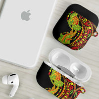 Hawaiian Manta Ray and Hammerhead Shark Tribal Tattoo AirPods Case with Polynesian Tribal Pattern Kanaka Maoli Flag Color