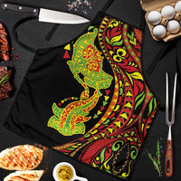 Hawaiian Manta Ray and Hammerhead Shark Tribal Tattoo Apron with Polynesian Tribal Pattern Kanaka Maoli Flag Color LT03 Multicolor - Polynesian Pride