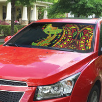 Hawaiian Manta Ray and Hammerhead Shark Tribal Tattoo Auto Sun Shade with Polynesian Tribal Pattern Kanaka Maoli Flag Color LT03 - Polynesian Pride