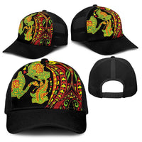 Hawaiian Manta Ray and Hammerhead Shark Tribal Tattoo Baseball Net Cap with Polynesian Tribal Pattern Kanaka Maoli Flag Color LT03 - Polynesian Pride