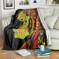 Hawaiian Manta Ray and Hammerhead Shark Tribal Tattoo Blanket with Polynesian Tribal Pattern Kanaka Maoli Flag Color LT03 Multicolor - Polynesian Pride