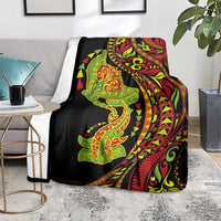 Hawaiian Manta Ray and Hammerhead Shark Tribal Tattoo Blanket with Polynesian Tribal Pattern Kanaka Maoli Flag Color LT03 - Polynesian Pride
