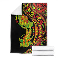 Hawaiian Manta Ray and Hammerhead Shark Tribal Tattoo Blanket with Polynesian Tribal Pattern Kanaka Maoli Flag Color LT03 - Polynesian Pride