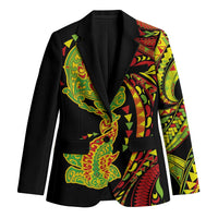 Hawaiian Manta Ray and Hammerhead Shark Tribal Tattoo Blazer with Polynesian Tribal Pattern Kanaka Maoli Flag Color LT03 Unisex Multicolor - Polynesian Pride