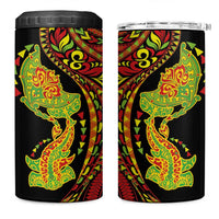 Hawaiian Manta Ray and Hammerhead Shark Tribal Tattoo 4 in 1 Can Cooler Tumbler with Polynesian Tribal Pattern Kanaka Maoli Flag Color LT03 One Size: 16 oz Multicolor - Polynesian Pride