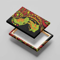 Hawaiian Manta Ray and Hammerhead Shark Tribal Tattoo Canvas Wall Art with Polynesian Tribal Pattern Kanaka Maoli Flag Color LT03 - Polynesian Pride