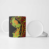 Hawaiian Manta Ray and Hammerhead Shark Tribal Tattoo Ceramic Mug with Polynesian Tribal Pattern Kanaka Maoli Flag Color LT03 - Polynesian Pride